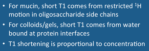 MRI protein, mucin, colloids, short T1